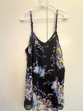 torrid Black Floral Camisole with Purple, Blue & Lime Accents